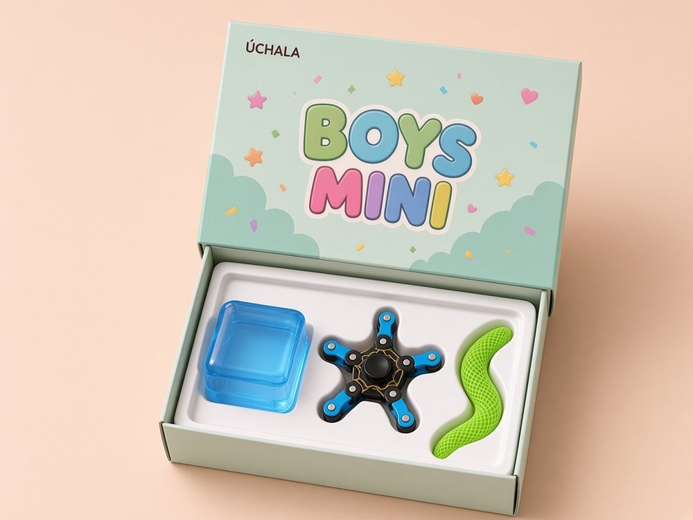Boys Mini mockup, open, with its 3 pieces