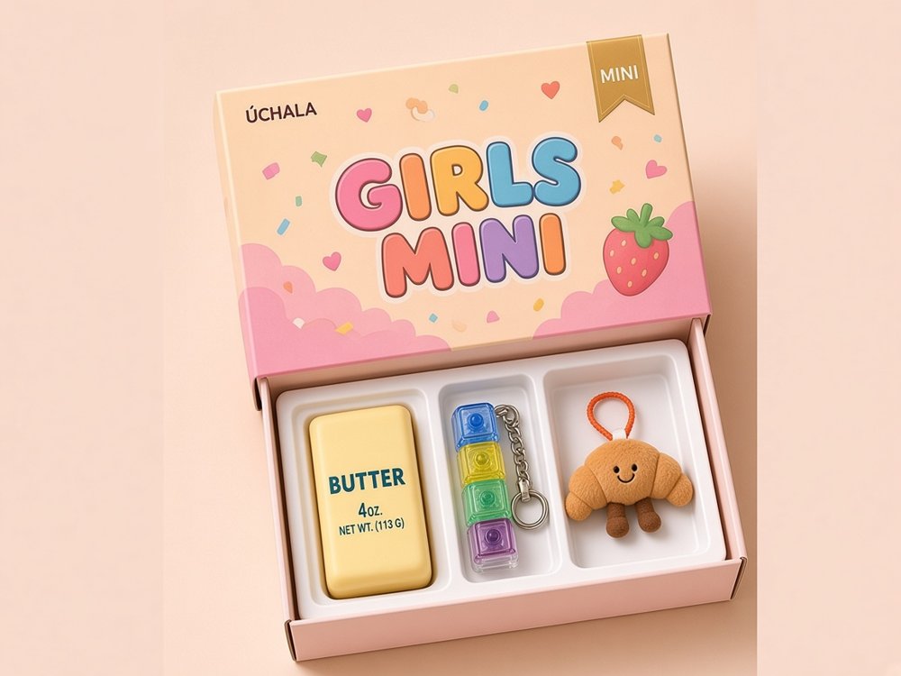 Girls Mini mockup, open, with its 3 pieces