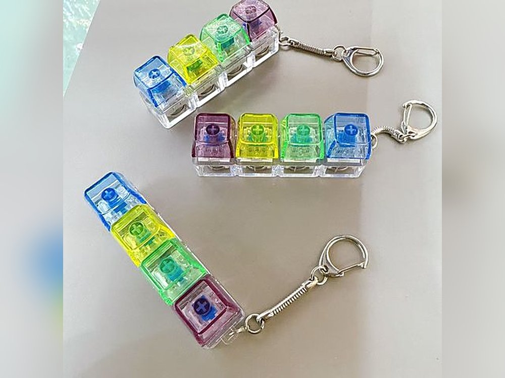 Rainbow keycap clicker keychain
