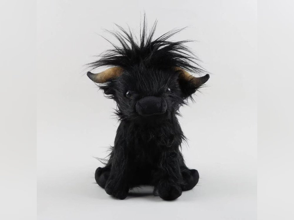 Black Highland cow plush, about 11 in