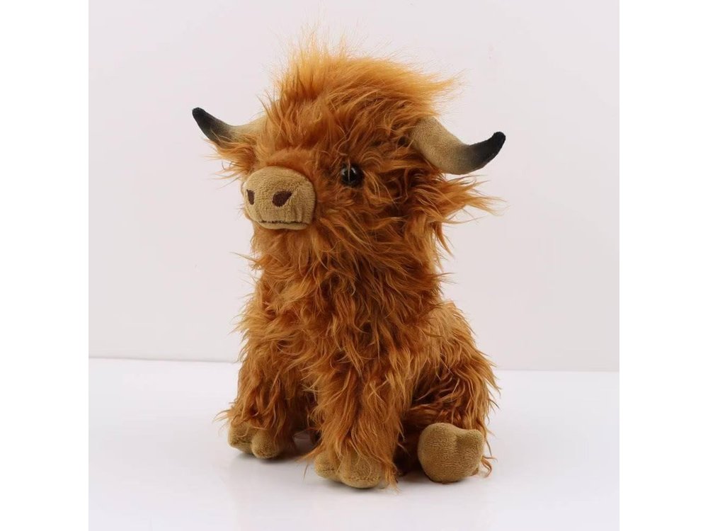 Brown Highland cow plush, about 11 in