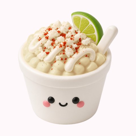 White corn esquites cup squishy, concept art